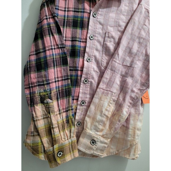 La Detresse Bleach Scorpio Flannel Color Block Oversized Plaid Shirt Small NWT - Picture 10 of 12